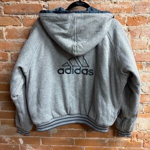 VTG 90’s Adidas Reversible Gray & Blue Full Zip Puffer Jacket Coat Men’s Small